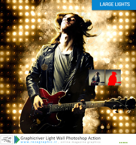 اکشن افکت دیوار نور فتوشاپ گرافیک ریور - Graphicriver Light Wall Photoshop Action
